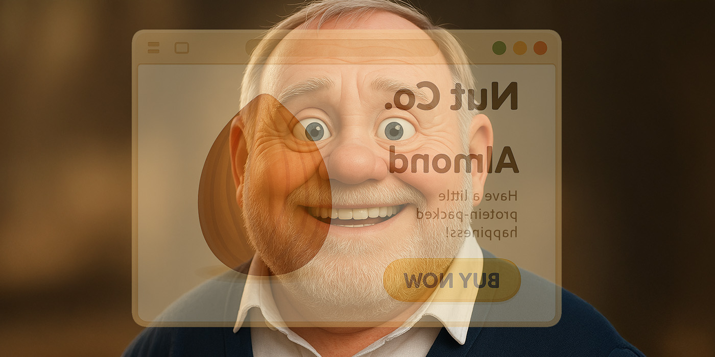 an animated customer looking at the ecommerce site of Nut Co.